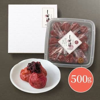 商品イメージ　しそ漬（すっぱい）500G（ご進物用のケース入り）